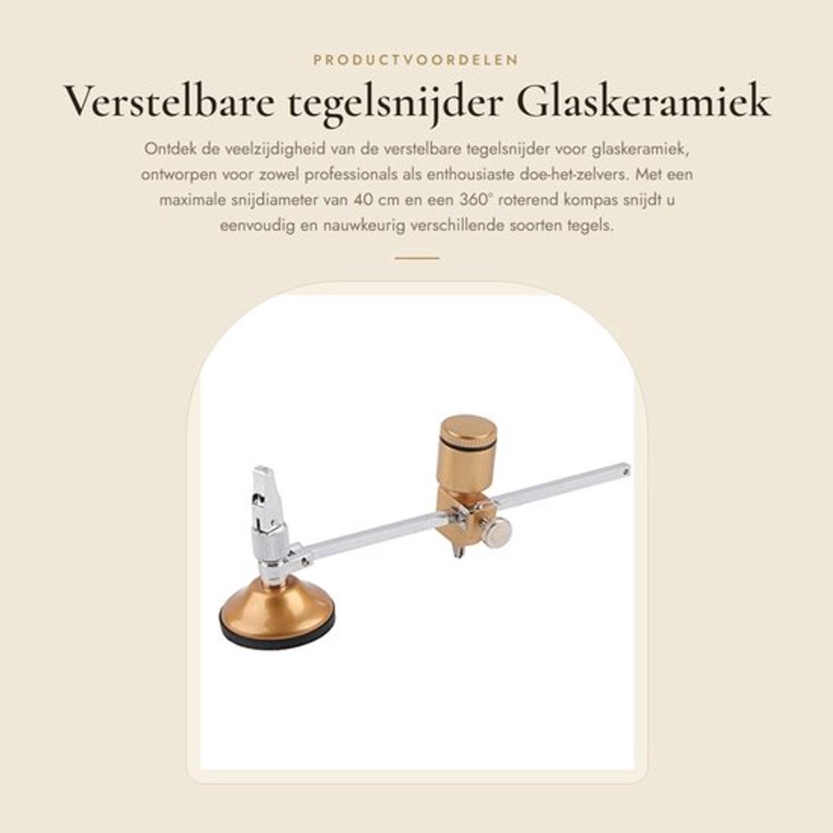 Tegelsnijder 600 mm - Verstelbaar - Snijdiameter 40 cm - Robuust - Duurzaam - Gemakkelijk te gebruiken - Glasnijder