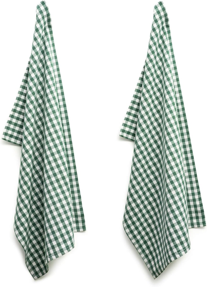 SnelShoppen - Keukenhanddoeken 8-pack Donkergroen/Wit Ruit 45 x 70 cm - Hoge Kwaliteit 100% Katoen - Perfect voor Keuken, Feest en Camping