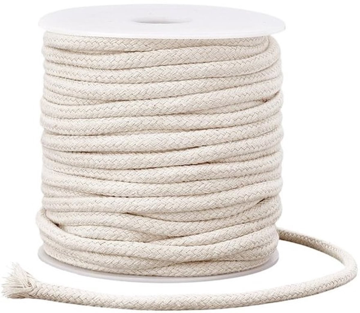 Katoenen Touw 27 Yards - 5mm Koord - Trekkoord - Macrame Touw - Naaien - Inclusief Rits Grendel Slider