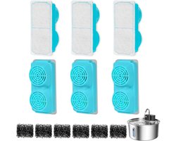 SnelShoppen - Kattenfonteinfilter 12 stuks, Reservefilters en Sponzen voor VinDox 3,2L Kattenfontein, Roestvrij Staal, Draadloos, Perfect voor Gezonde