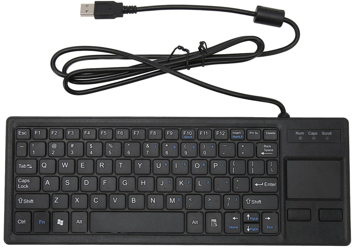 SnelShoppen - Bedraad USB-Toetsenbord met Multi-touch Touchpad, Ultradunne X-type Schaartoetsen, Ergonomisch Toetsenbord met HUB-functie, Mechanische