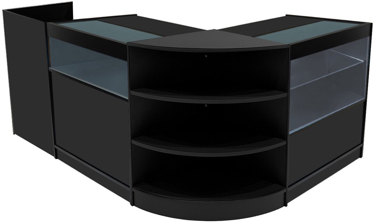 Europa led toonbankset - zwart - 90x60x90/60x60x90 cm - gehard glas