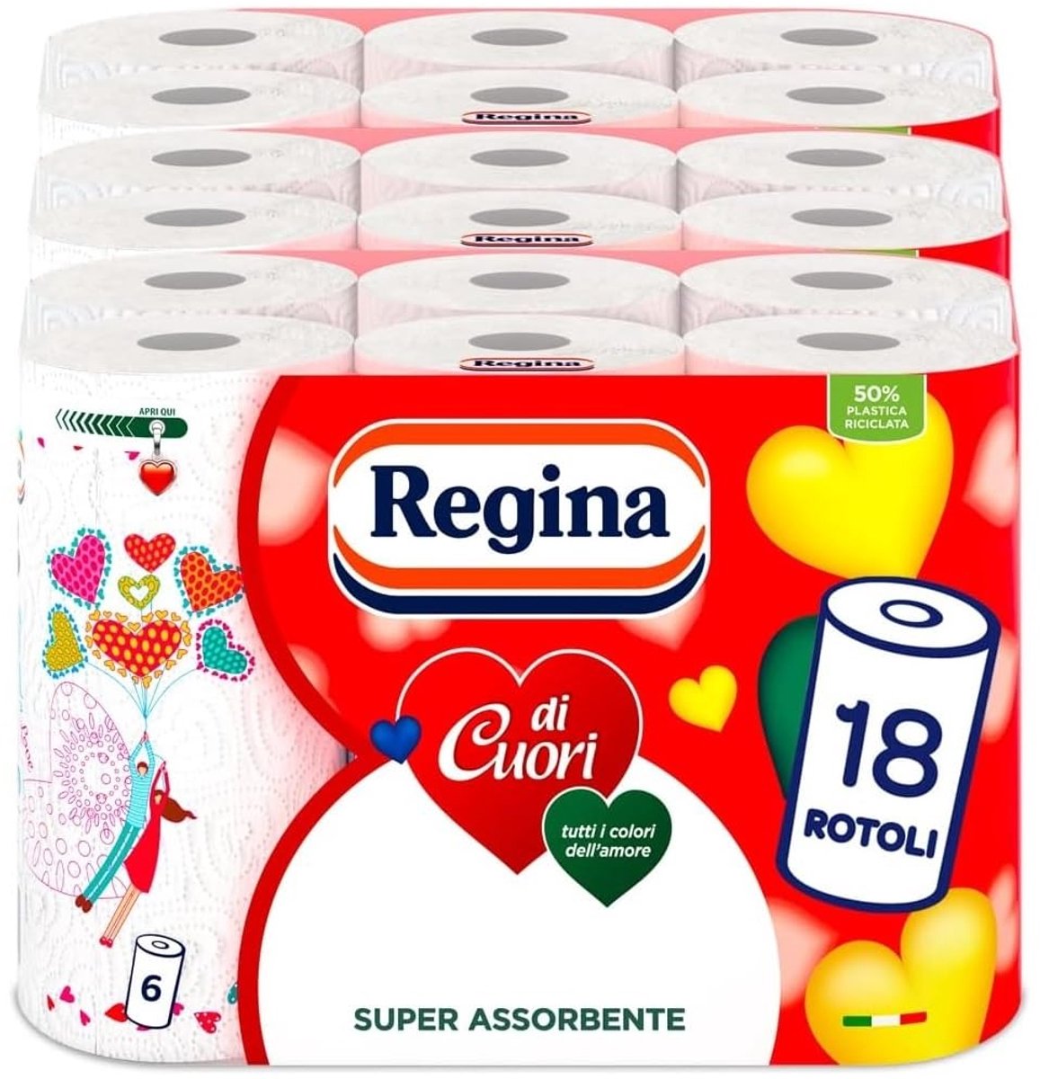 SnelShoppen - Keukenpapier 2-laags, 18 rollen, soepel en sterk, ideaal voor dagelijks gebruik, schoonmaken, koken en meer