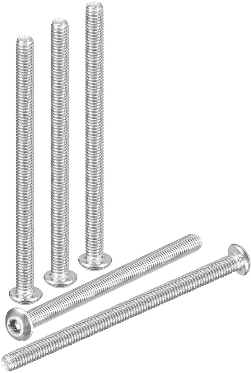 Hex Socket Lens Head Schroeven 0.5x45mm - 60 Stuks van RVS voor Fietsen, Auto's en Motoren, Wit Gelakt, Duurzaam en Corrosiebestendig