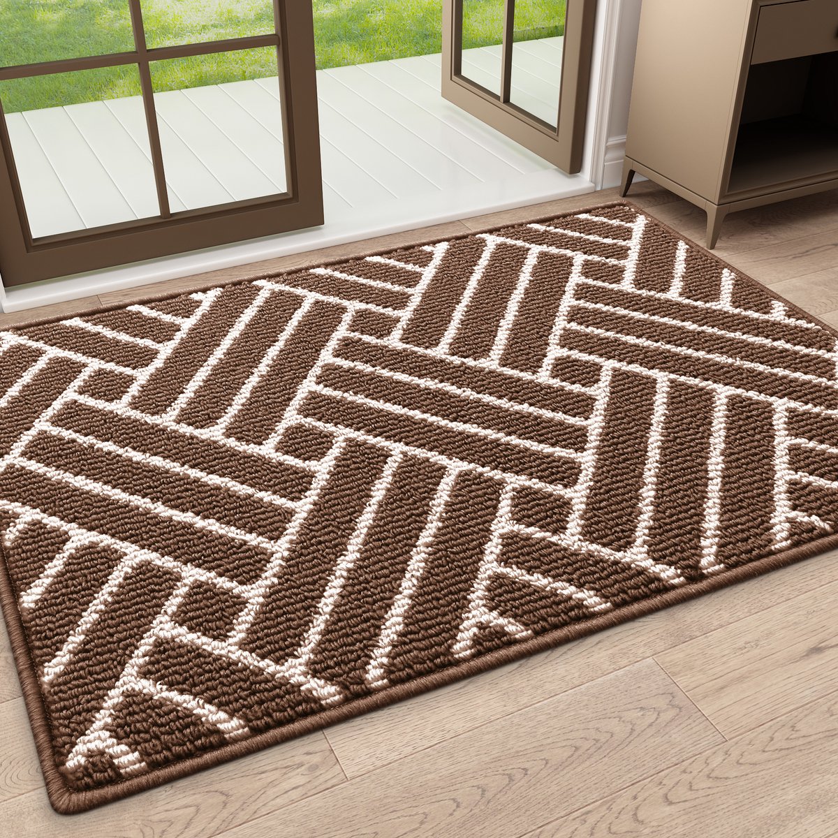 Olanly - Deurmat - Binnenmat - Makkelijk schoon te maken en vuilafstotend - Opname van water en antislip - 50x80 cm - Koffiekleurig