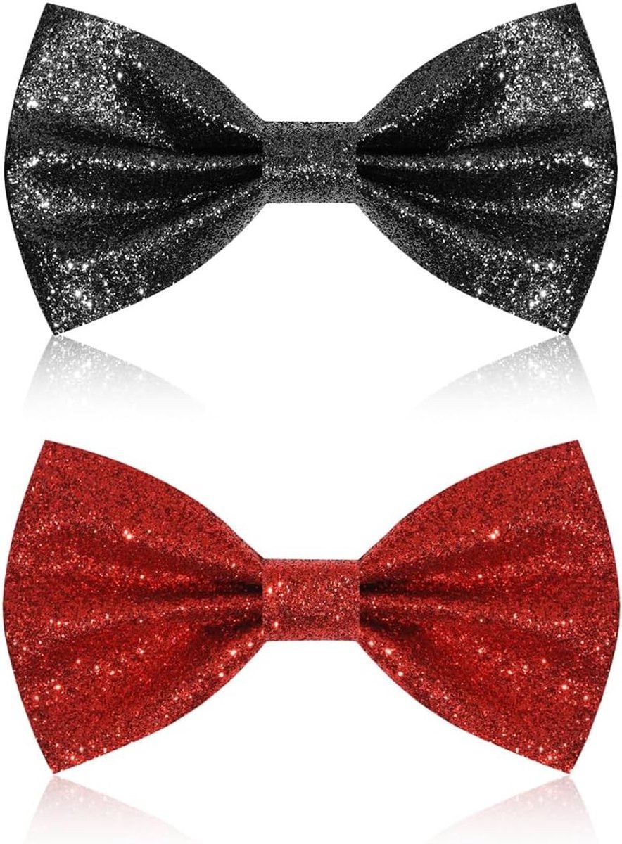 Set van 2 Glitter Strikjes voor Mannen - Verstelbare Pailletten Accessoires voor Bruiloft, Carnaval en Halloween Feestkostuums
