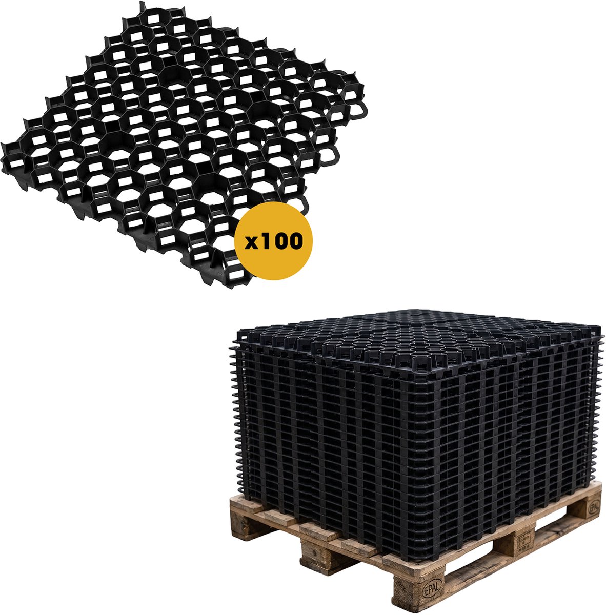 Grindmat Zwart 49 x 49 x 4 cm | Pallet 100 stuks