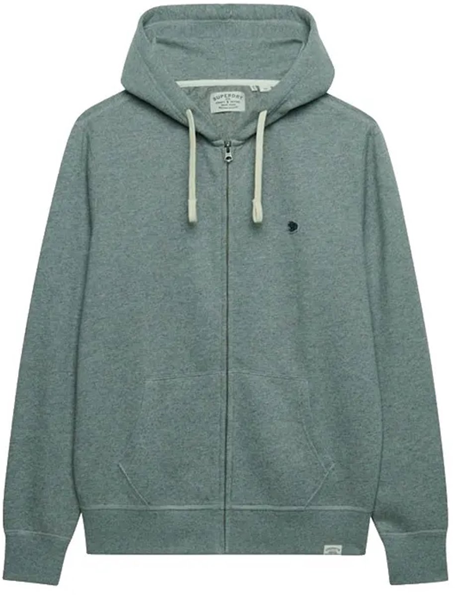 Superdry Monogram Geborduurde Zip Hoodie Heren Hoodies Grijs