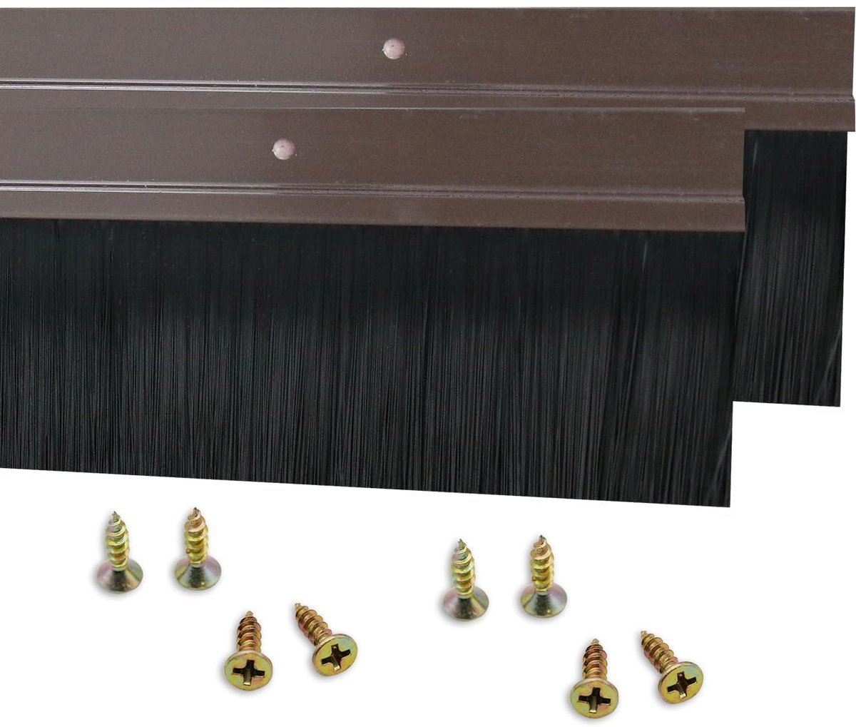 SnelShoppen - 2 stuks Deurafdichting Streepborstel 1000 mm x 60 mm H-vormige Aluminiumlegering Houder met Nylonborstel - Ideaal voor Deuren, Garages e