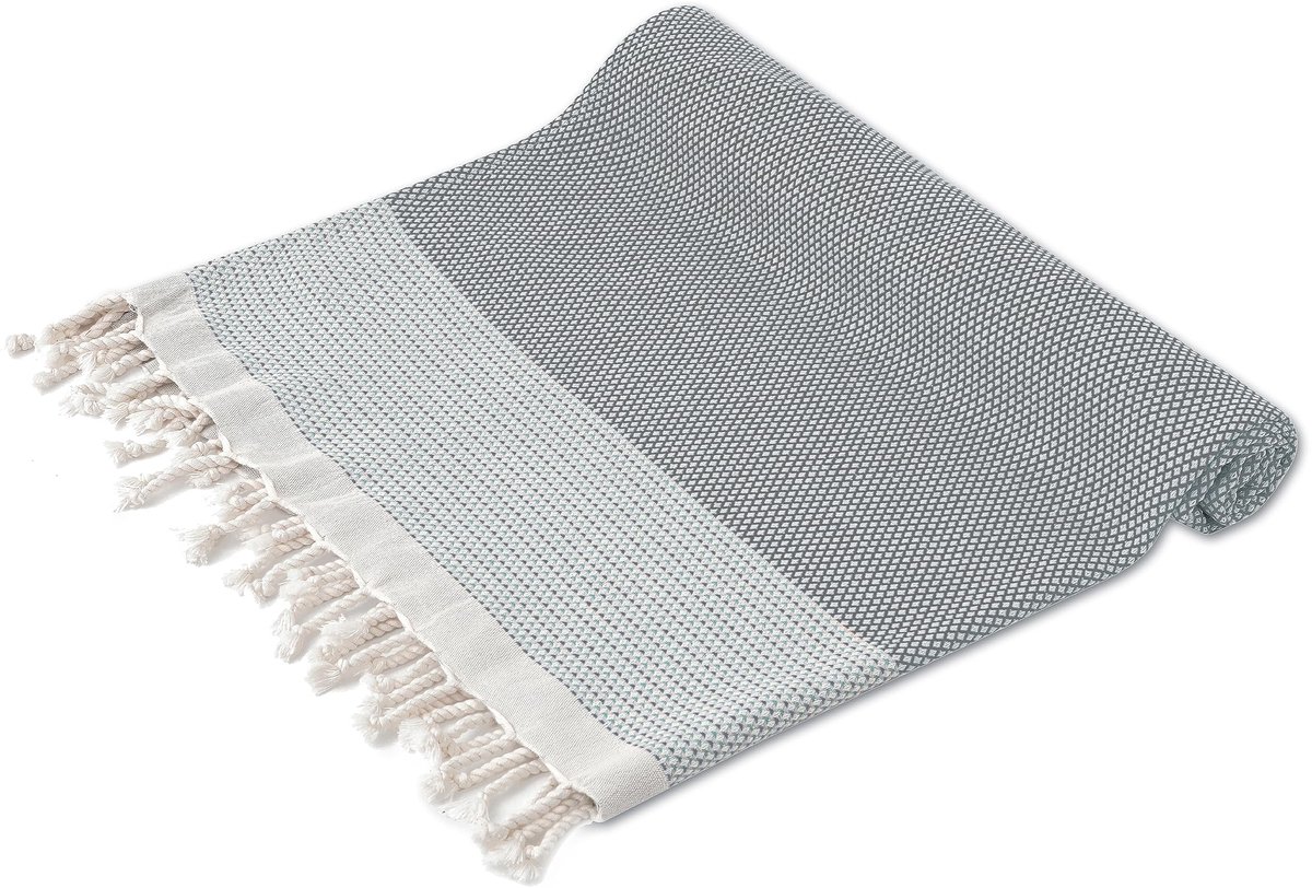 SnelShoppen - Turquoise XXL Turkse Peshtemal Handdoek, Hamamdoek 100x180cm voor Strand, Spa, Yoga, Sauna, Reizen - Lichtgewicht, Zandvrij, Sneldrogend