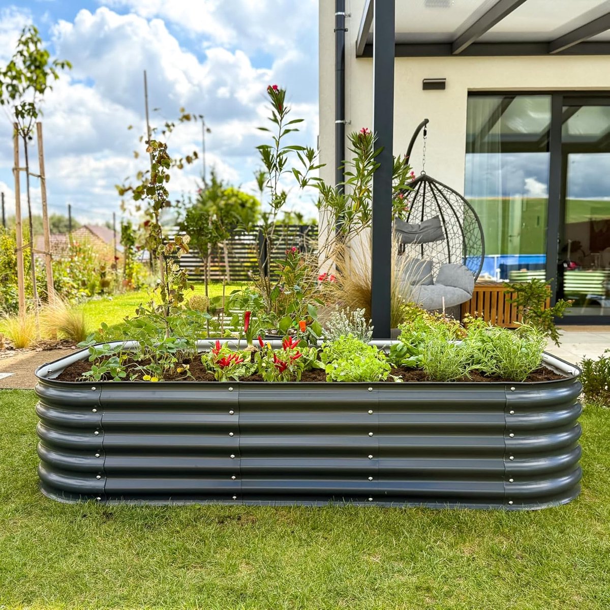 Plantenbak 240 x 60 x 43 cm - Modulaire 9-in-1 verhoogde tuinbedden - Roestbestendig staal - Duurzaam en veelzijdig - ShopVlot