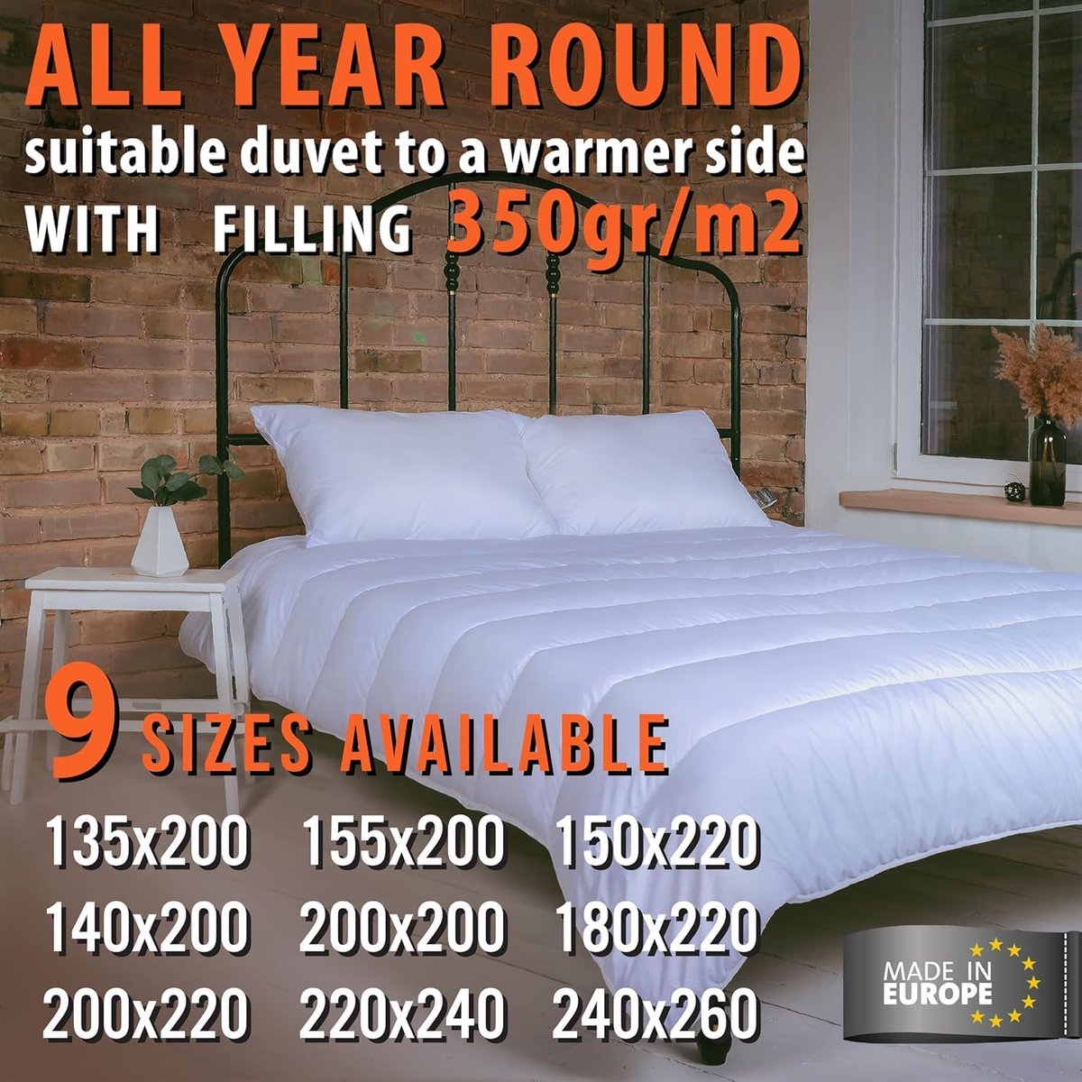 SnelShoppen - Microfibre Duvet 220x240cm - Wasbaar Hypoallergeen - Ademend Materiaal - Minimale Onderhoud - Perfect voor Allergieën - Wit