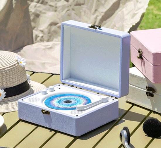 Oplaadbare leren cd-speler met luidspreker, Bluetooth-zender, ideaal als kerstcadeau, achtergrondmuziekspeler voor in huis, wit. van Merkloos — afbeelding 4