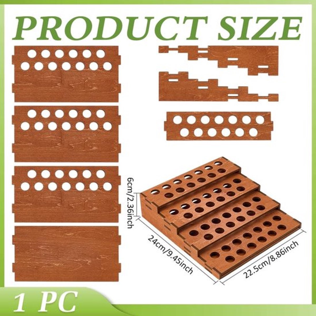Lippenstifthouder 4-laags - Houten Cosmetica Koffer - Organizer voor Lipgloss - 52 Sleuven - 22,5 x 24 cm - Lichtgewicht en Duurzaam