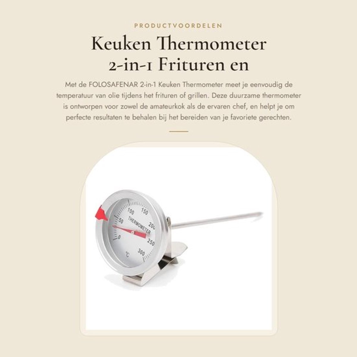 Keukenthermometer Mechanisch - Digitale Keukenthermometer - RVS Thermometer - Temperatuurmeter voor Vloeistof - Temperatuurbereik 50℃ tot 300℃ - Groot Scherm - Vleesthermometer