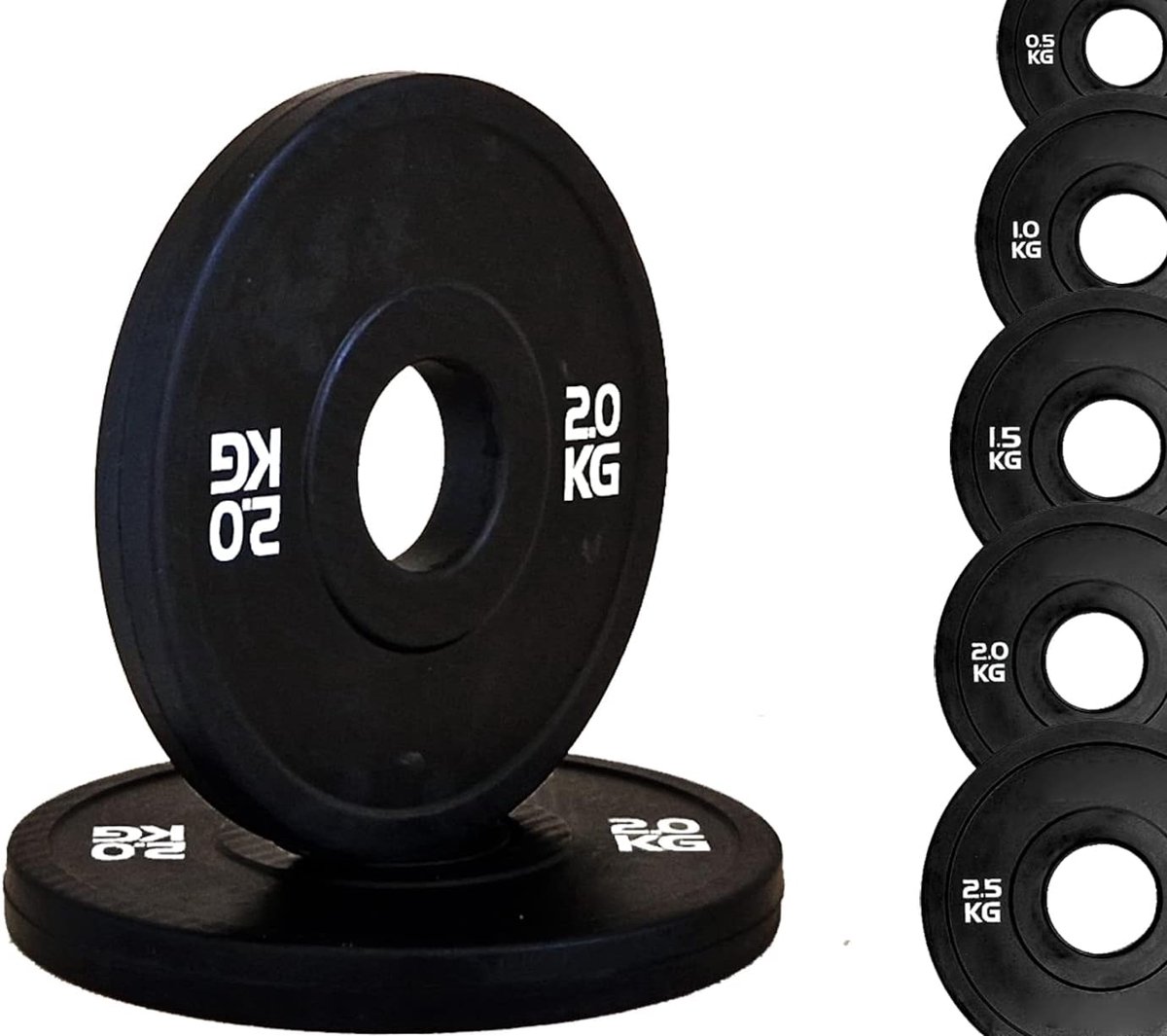 SnelShoppen - Disc Bumper Micro Total Black Hole Ø50 mm - Verstelbare gewichten voor gym en thuisgym - 0.5 tot 2.5 kg - Duurzaam materiaal - Perfect v