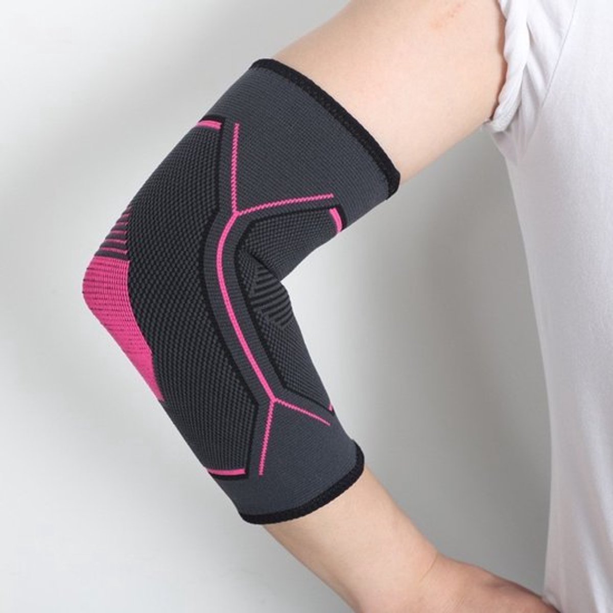 Rose Red L (Enkele verpakking) * 2 sportelleboogbeschermers, gebreid elastisch nylon, warm en ademend, geschikt voor fitnessellebooggewrichten.