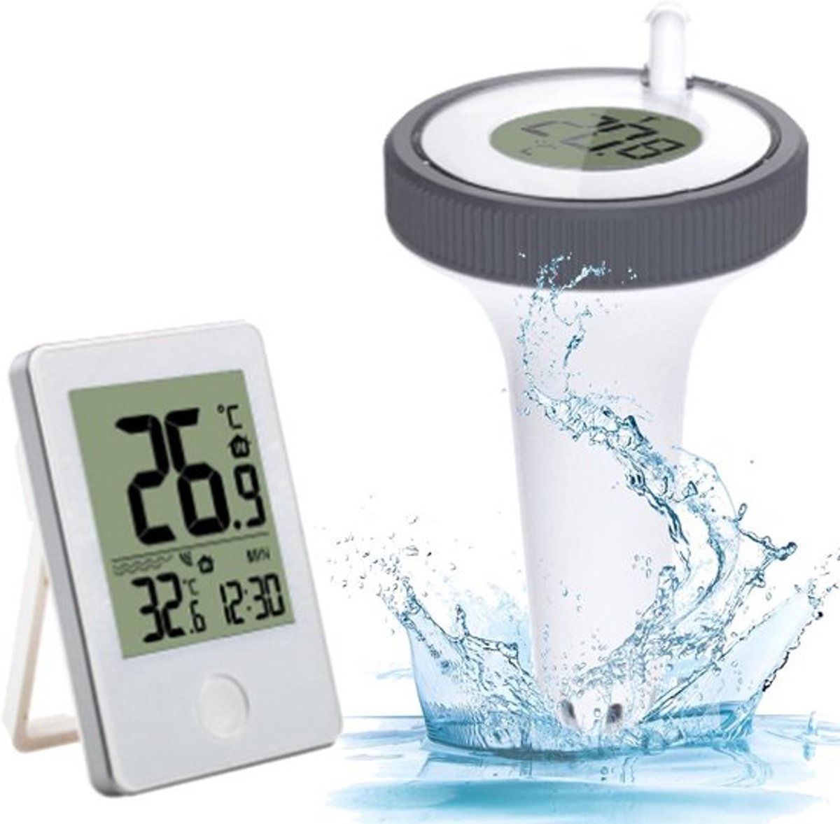 Draadloze Zwembadthermometer Digitaal met Binnen/Buiten Temperatuur IP67