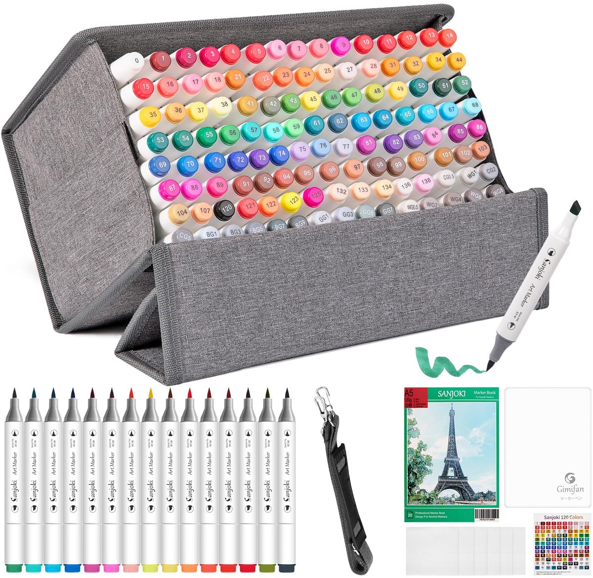 SnelShoppen - Kunst-markers set 119 kleuren met kleurloze blender alcohol borstel dubbele punten markering-pen voor kunstenaars en studenten