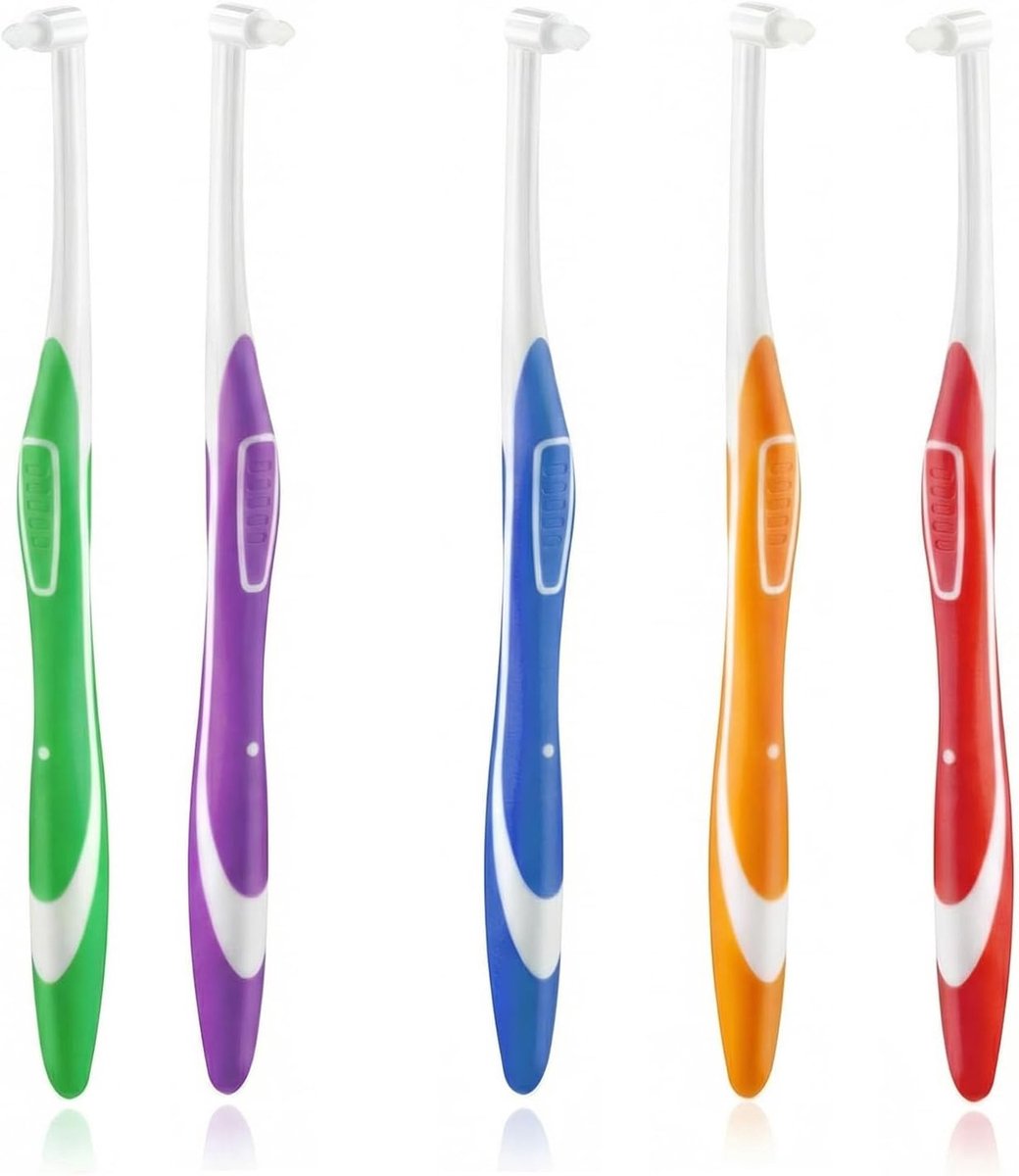 5 stuks tandenborstels met één borstelkop, ideaal voor het reinigen van beugels en orthodontische zorg, inclusief ruimteborstels voor optimale mondhygiëne