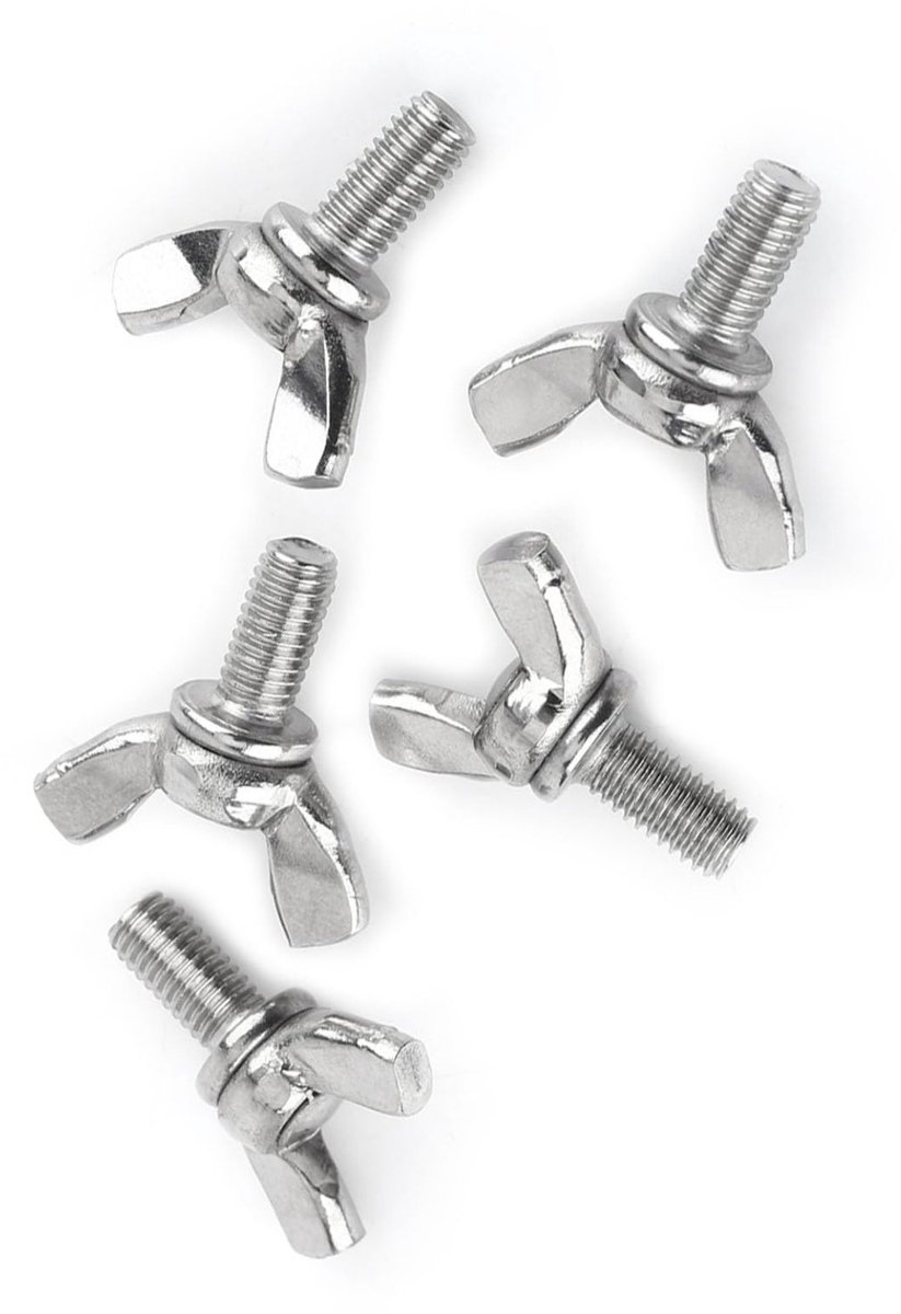 Dailygoods- Vleugelmoeren Set van 5 - Vleugelschroeven - Roestvrij Staal 304 - M5 x 10 mm - Corrosiebestendig - Eenvoudig in gebruik - Bevestigingsmateriaal