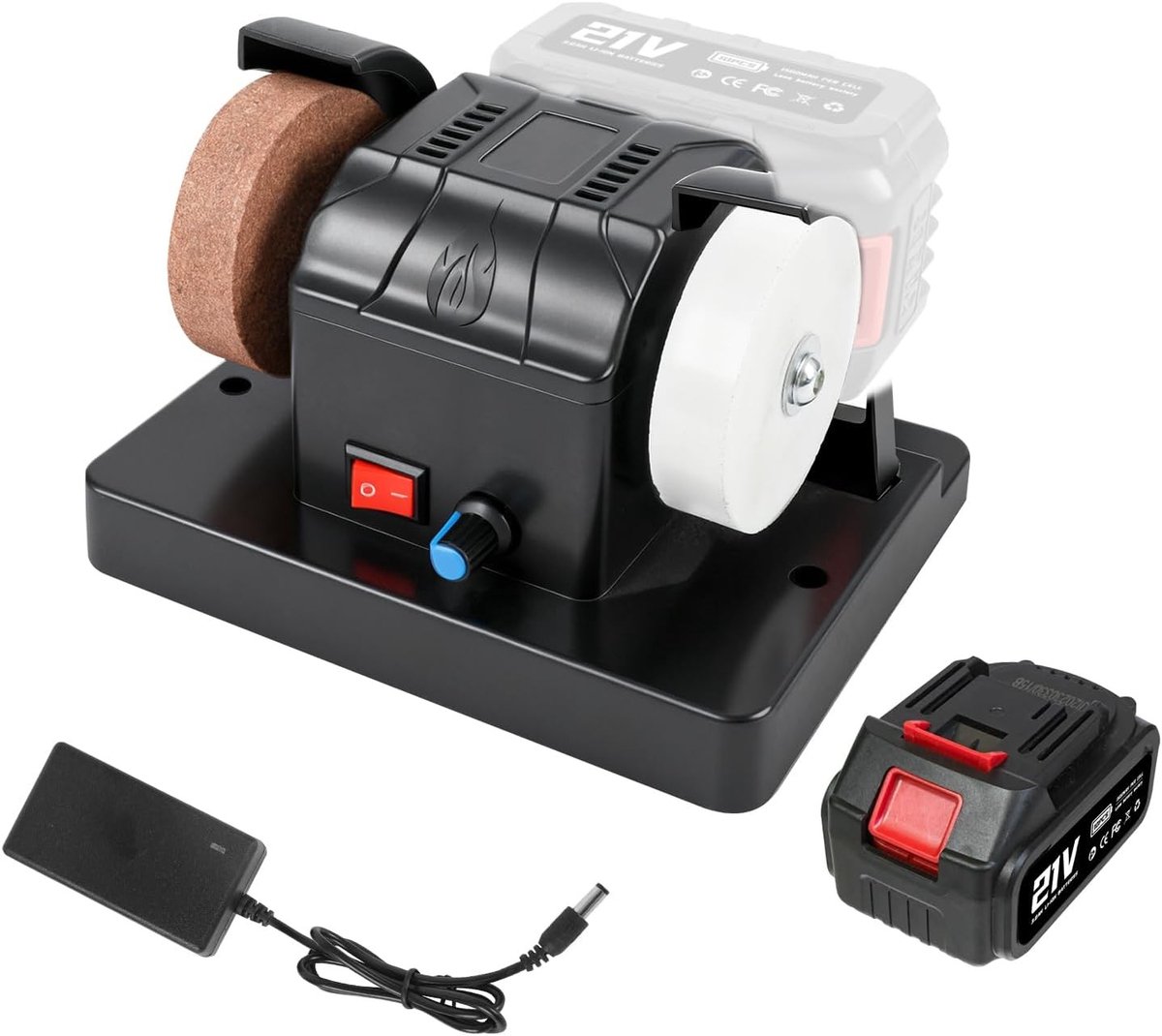 Elektrische tafelschuurmachine - Mini slijpmachine - Gereedschap slijpen - Traploze toerentalregeling - 0-7000 RPM - Grijs