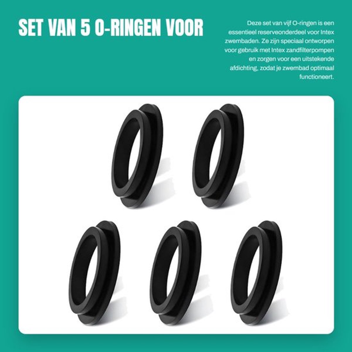 O-ringen set 5 stuks - Afdichtingsringen zwembadpomp - Dichtingsringen sanitair - Reserveonderdelen Intex - Hoge afdichtingskwaliteit - Eenvoudig te installeren