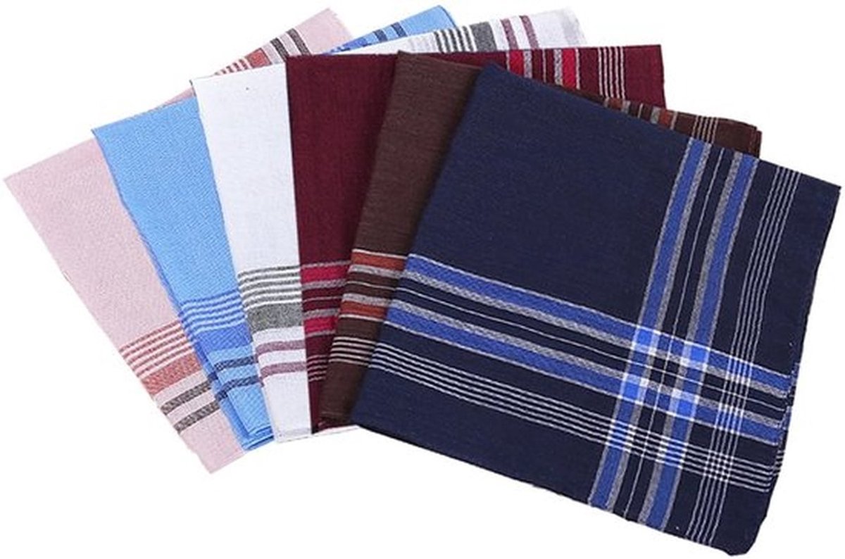 Zakdoeken Heren - Set van 6 Stuks - Katoenen Zakdoeken 37x37 cm - Absorberend - Sneldrogend - Herbruikbaar - Herenzakdoek