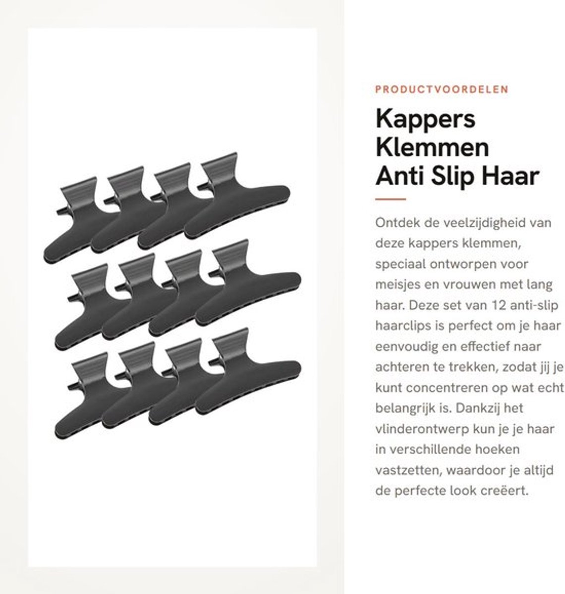 Kappers Klemmen 12 stuks - Antislip Haarclip - Vlinderontwerp - Duurzaam PP - Kapper Tool - Sterke Grip - Haarclips