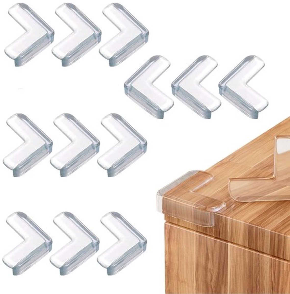 Hoekbescherming Transparant - 12 Stuks - L-vorm - Randbescherming - Zelfklevend - Zachte Siliconen - Hoekbeschermer