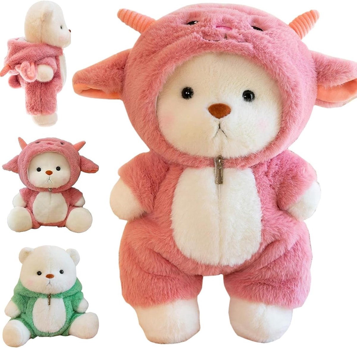 Schattige 30 cm Pluche Teddybeer met Lam Kostuum - Zacht Pluche Cadeau voor Verjaardag, Kerst en Valentijnsdag