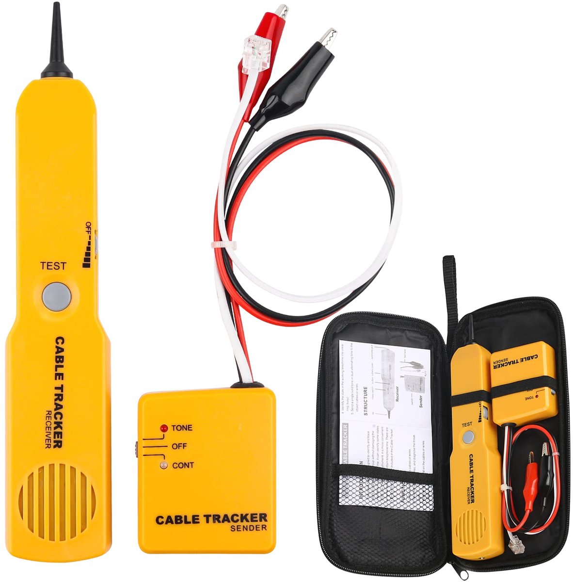 SnelShoppen - Gobesty Kabelzoeker en Kabeltracer, Multifunctionele Netwerktester, Geluidsgenerator, RJ11, Voor Kabels en Leidingen, Ideaal voor Thuis