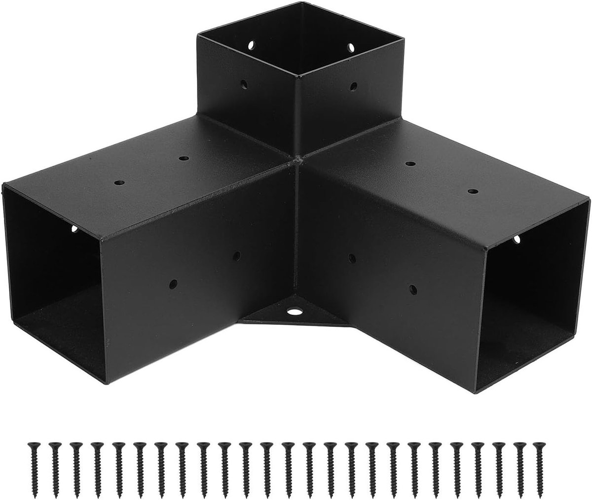 Paviljoenhouder voor houten palen - Hoekklem DIY Post Base Kit - Verzinkte poedercoating - Volledig gelaste posthouder voor pergola - Montageset (ju53-12)