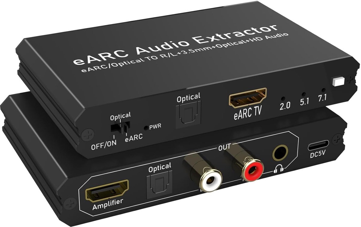192KHz eARC/ARC Audio Extractor - Digitale naar Analoge Audio Converter voor HDTV, Soundbar en Hoofdtelefoon met HDMI, Optisch en L/R Aansluitingen