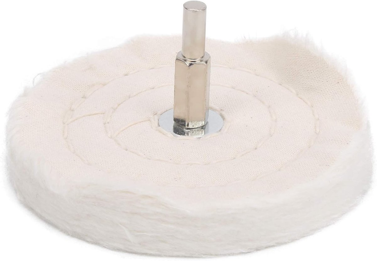 Polijstschijf van Katoen voor Boormachine - Platte Schijf voor Gladmaken en Polijsten van Oppervlakken met Handvat voor Haakse Slijper (100mm)