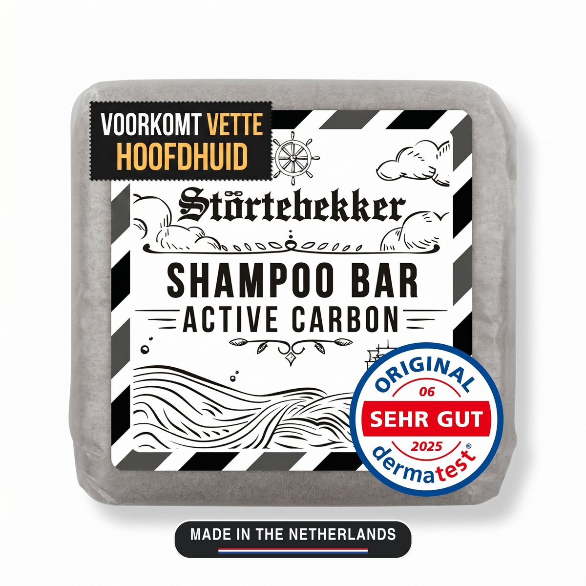 Störtebekker® Premium Shampoo Bar Actieve Kool - Vaste shampoo voor mannen en vrouwen - 3-in-1 douchezeep voor mannen voor haar, hoofdhuid en baard - Hydraterende shampoo - veganistisch, handgemaakt - 100 g Active Carbon Shampoo Bar - Salicylic Acid