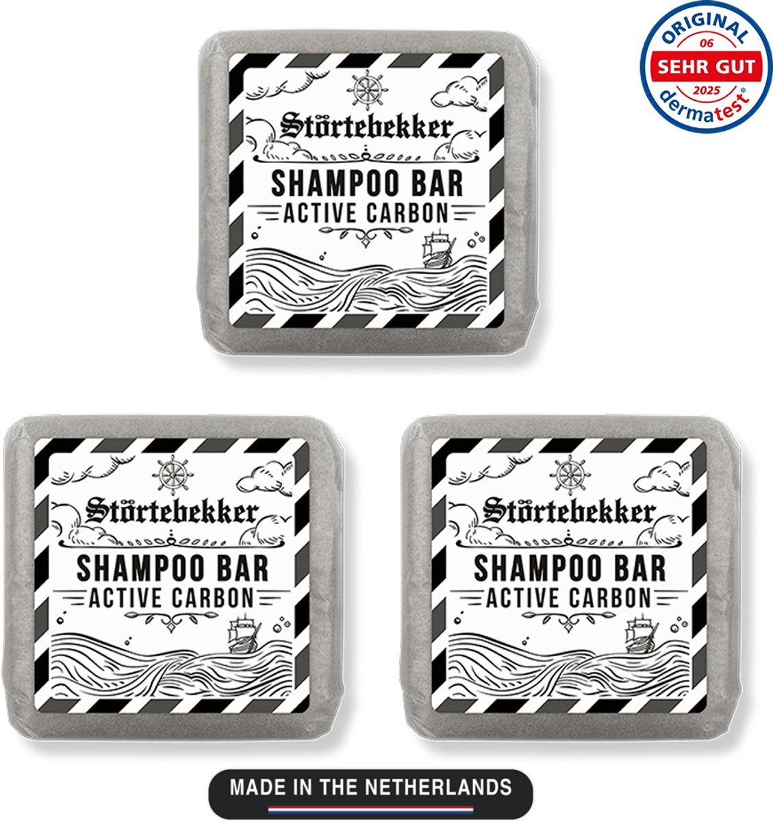 Störtebekker® Premium Shampoo Bar Actieve Kool - Vaste shampoo voor mannen en vrouwen - 3-in-1 douchezeep voor mannen voor haar, hoofdhuid en baard - Hydraterende shampoo - veganistisch, handgemaakt - 100 g Active Carbon Shampoo Bar - Salicylic Acid