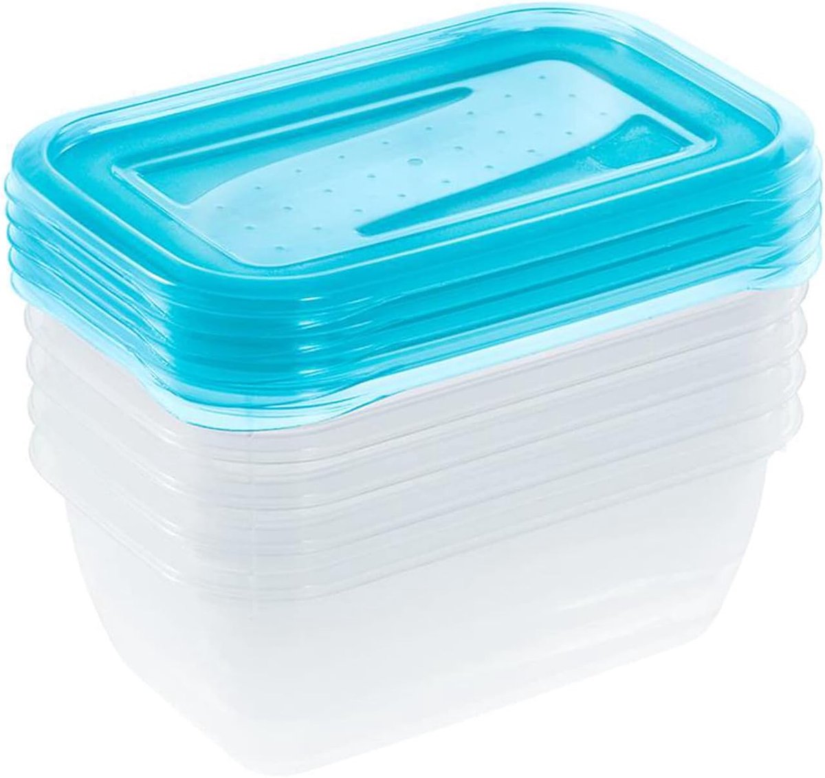 Vershouddozen Set - Voedselbewaarboxen - Voedsel Vers Houden - Stapelbaar Ontwerp - 5 x 500 ml - Transparant Blauw — cadeau in Cadeau-ideeën - foto 4