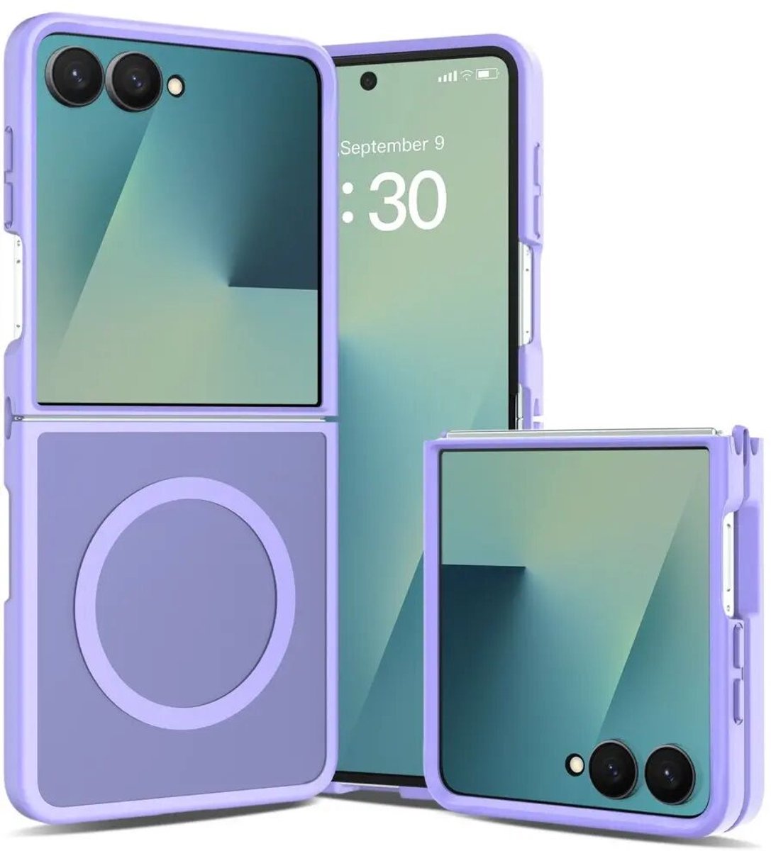 Hoesje voor Samsung Galaxy Z Flip 8 – Hybrid Back Cover - Compatible met MagSafe – Schokabsorberend TPU & Hard PC – Matte Semi Transparante Beschermhoes Paars