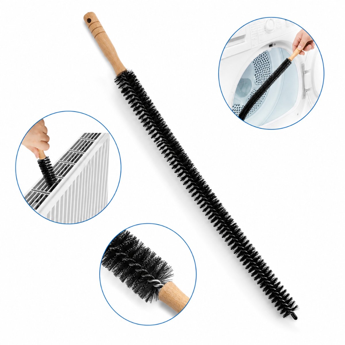 Tomec® Radiatorborstel 78 cm – Flexibele Schoonmaakborstel voor Verwarming, Radiator en Sm