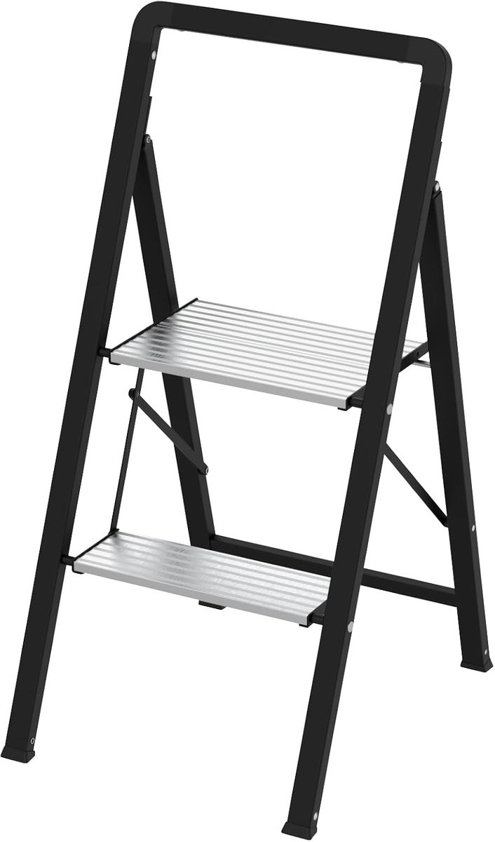 SnelShoppen - Stepladder 2 Treden - Praktische en Stabiliteit - Hoogte 89 cm - Breedte 41 cm - Ideaal voor Keuken, Tuin en Klussen