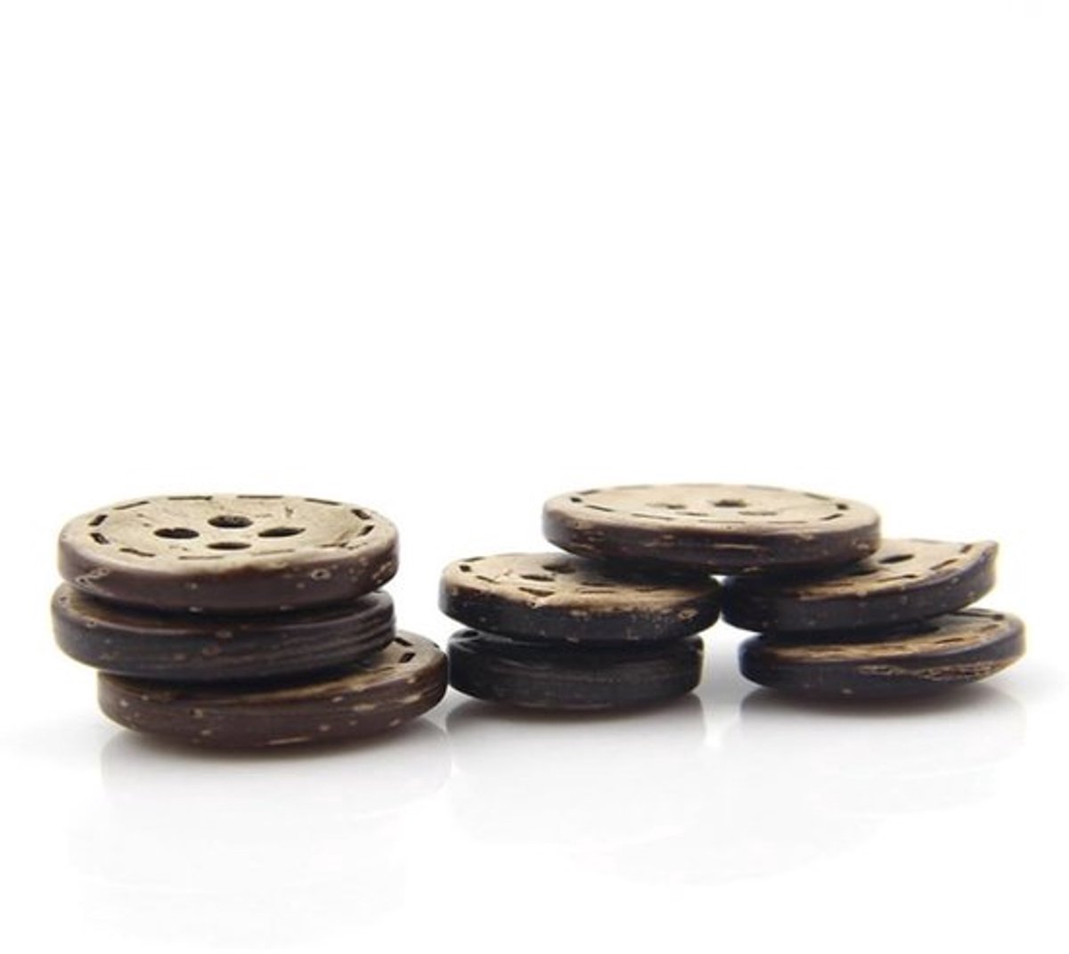 Kokosnootknopen 50 stuks - Houten Knopen - Ronde Knopen - Vintage Knopen - Knutselknopen - 18 mm Houtkleur