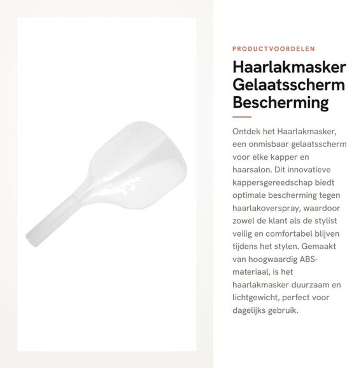 Haarlakmaskerschild Hoogwaardig ABS - Gelaatsscherm - Haarlakbescherming - Kappersgereedschap - Ergonomisch Handvat - Draagbaar en Duurzaam - Gezichtsmasker