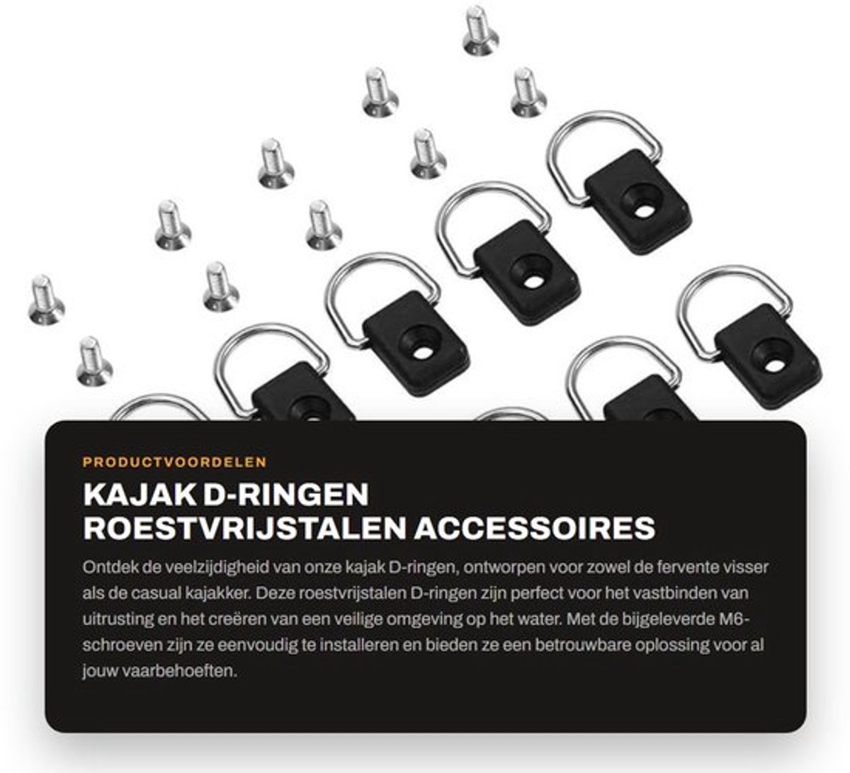 D-ringen 10 stuks roestvrij staal - Kajakaccessoires - Vastbinden - M6-schroeven - Duurzaam - Lichtgewicht