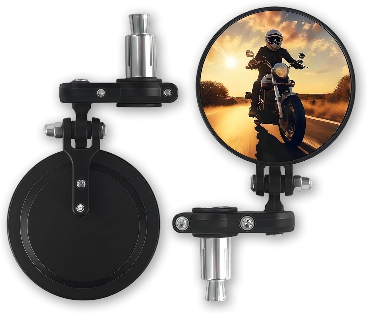 Ronde Motorfiets Spiegels voor 22mm Bevestiging, Universele Metalen Achteruitkijkspiegels, Schokbestendig, Geschikt voor Motoren en Off-Road Voertuigen