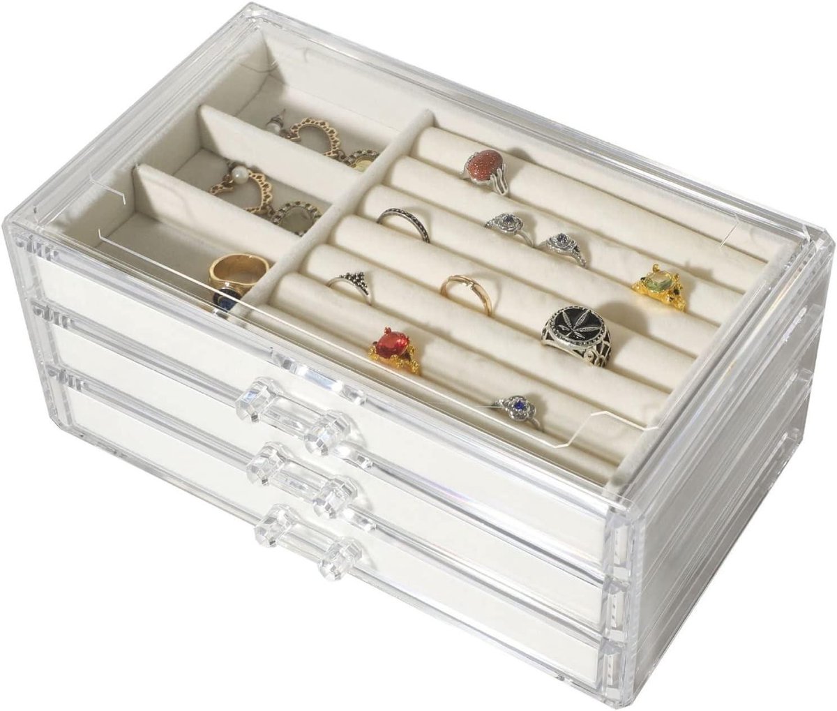 Sieradendoos Organizer - Juwelendoosje Opberger - Sieraden Opbergen - Drie Lagen Ontwerp - 1 Stuk - Goud