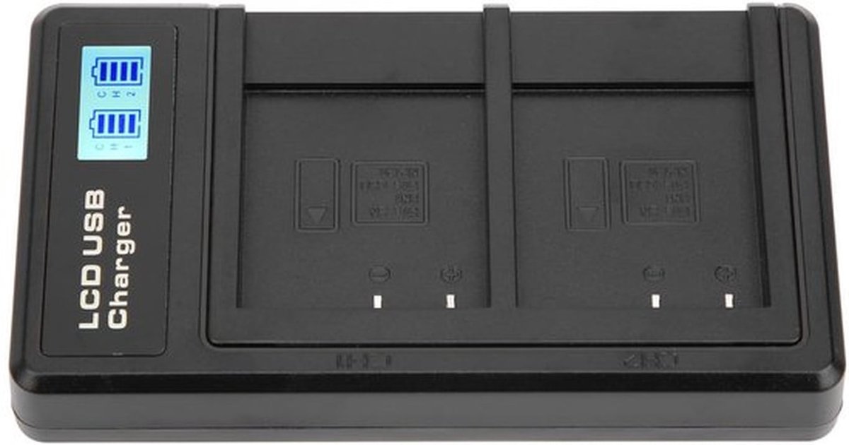 Batterijlader Draagbaar - Dubbele Oplader - LCD Scherm - Overbelastingsbeveiliging - Voor NP-BN1 Batterij - Mini en Lichtgewicht - Cameralader