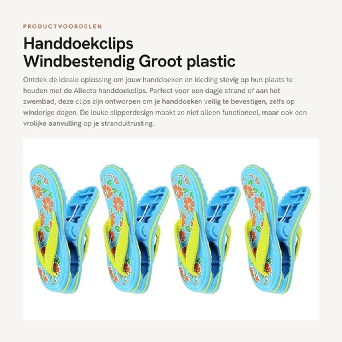 Handdoekclips Groot - Windbestendig - Plastic - Hangende Klemhouder - 4 Stuks - Robuust Ontwerp - Handdoekklem