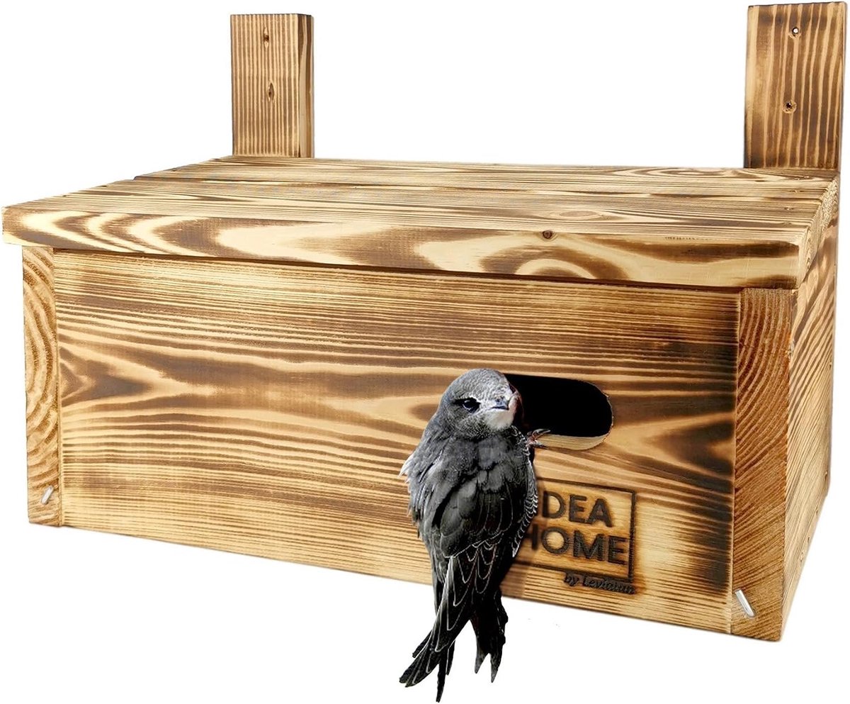 SnelShoppen - Vogelnestkast voor Stadsdieren - Onbehandeld Hout - Hoogwaardige Nestbox voor Hoognestelende Vogels - 28.5 cm - Perfect voor Tuin en Bal
