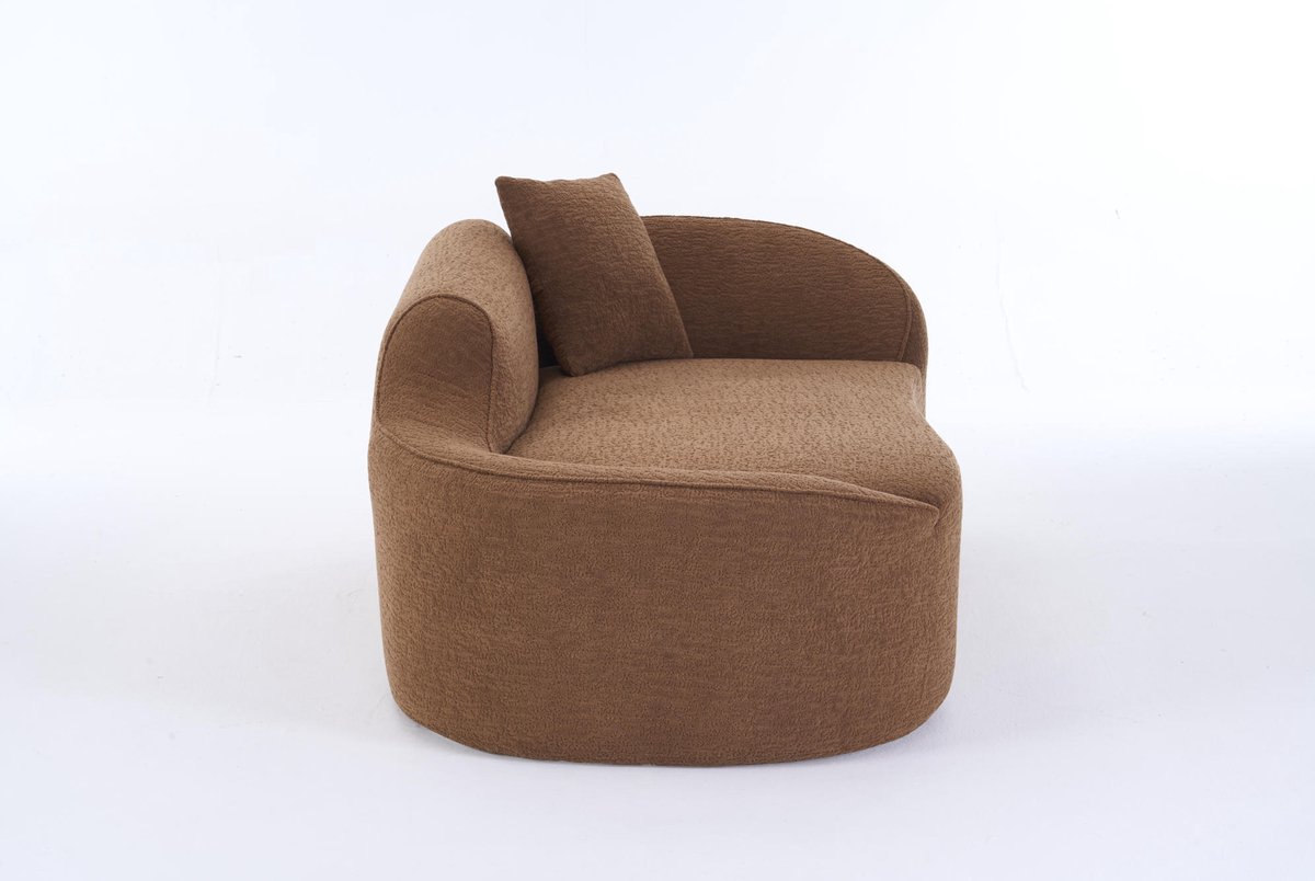 OKWISH Chaise Longue 155 X 96 X 65 Cm - Diepe Zitting En 3-In-1 Als Sofa, Ligbank En Slaapsofa - Voor Woonkamer Of Slaapkamer - Chenille - Karamel